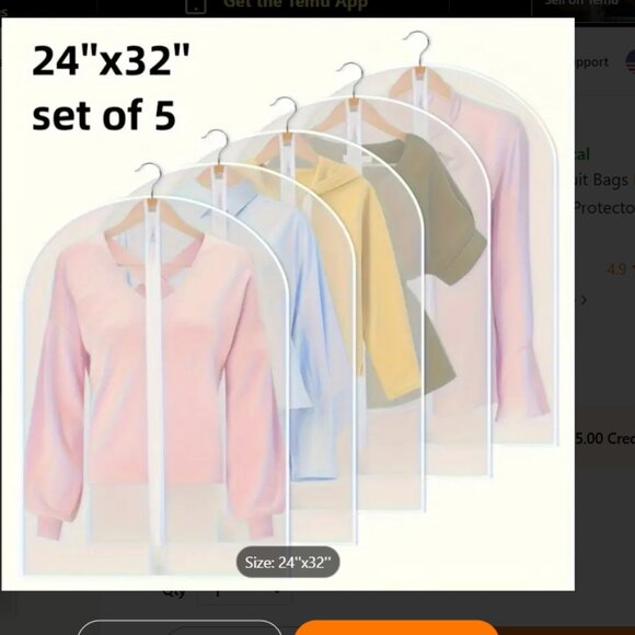 5-piece Waterproof Zippered Garment Bag - Picture 2 of 7